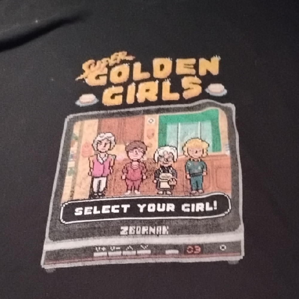Born Men's 6XL Black Super Golden Girls Video Game Parody Shirt Funny TV Show